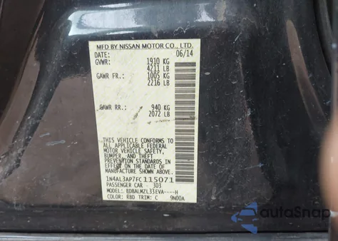 2015 Nissan Altima 2.5 Sv from USA, damaged, VIN 1N4AL3AP7FC115071